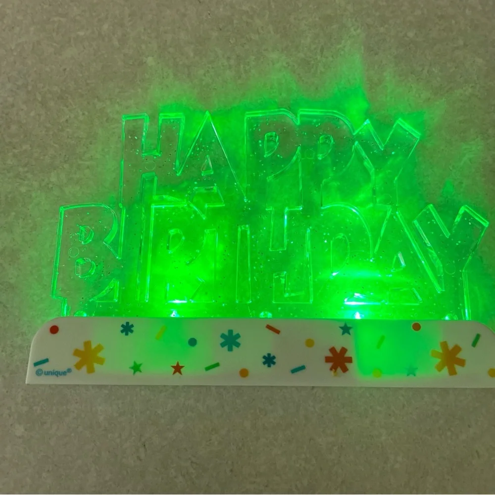 2! Birthday MultiColor Light Up 3mode Flashy Cake Toppers Reusable